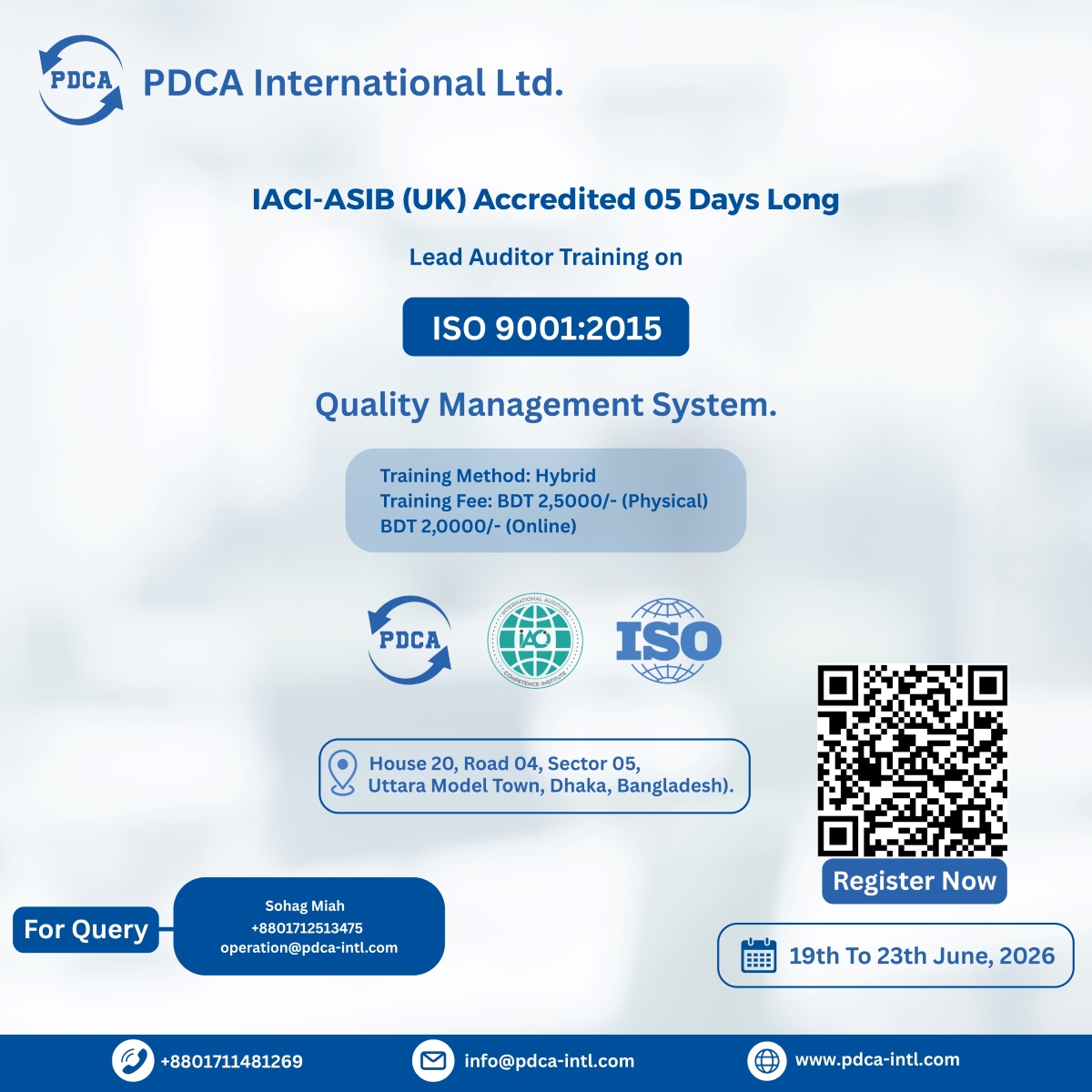 5 Days Long Lead Auditor Training on ISO...