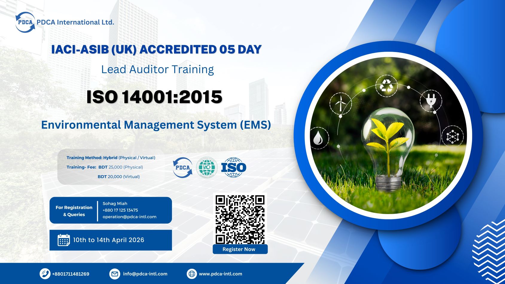 5 Days Long Lead Auditor Training on ISO 14001:2015 (EMS)