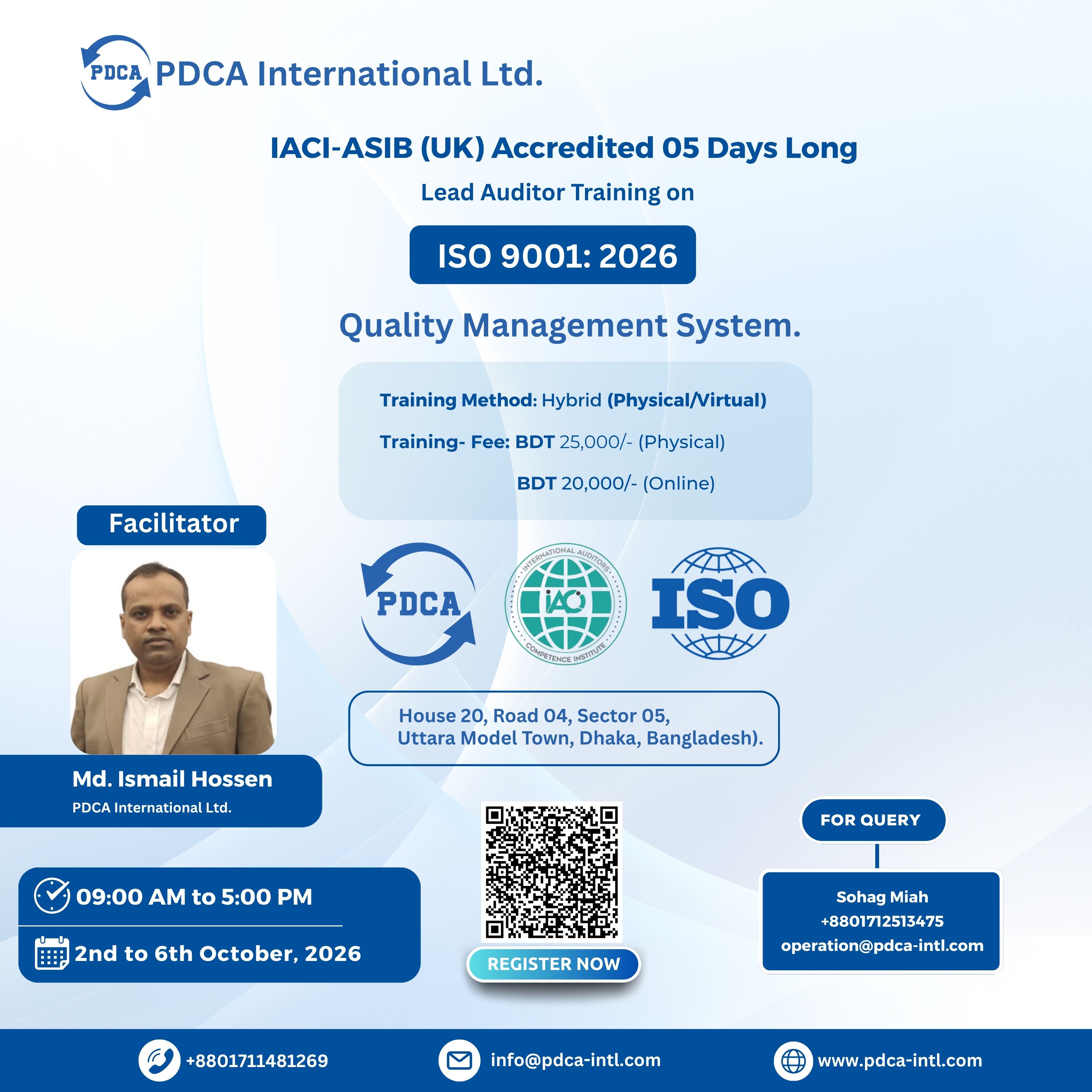 5 Days Long Lead Auditor Training on ISO 9001:2026 (QMS)